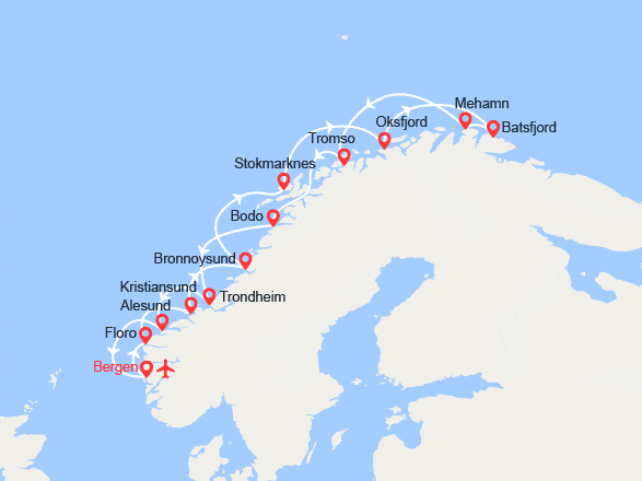 itinéraire croisière Fjords : Fjords, Cap Nord et îles Lofoten avec accompagnateur français