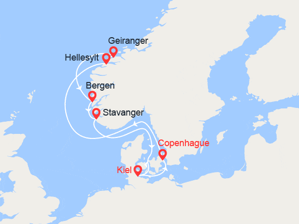 itinéraire croisière Fjords : Fjords de Norvège