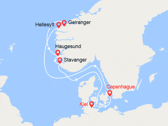 itinéraire croisière Fjords : Fjords de Norvège