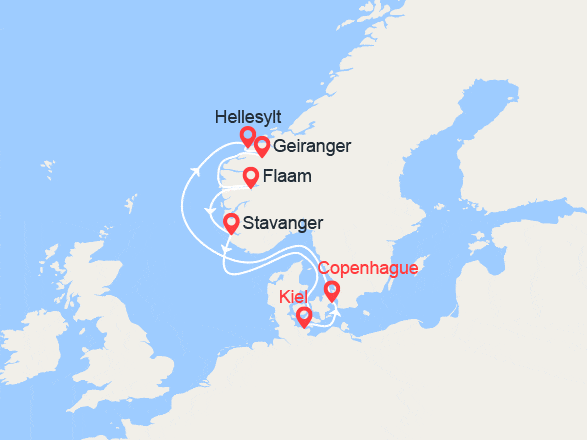 itinéraire croisière Fjords : Fjords de Norvège