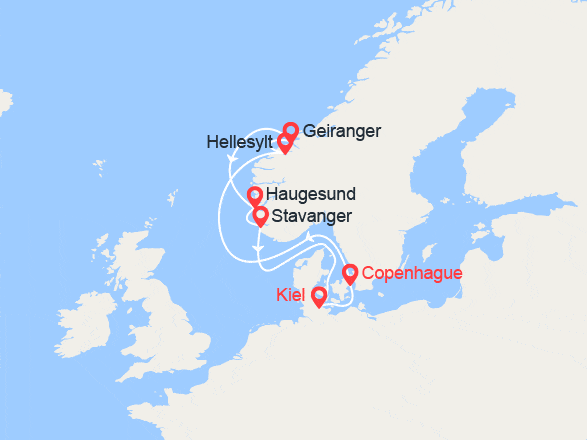 itinéraire croisière Fjords : Fjords de Norvège