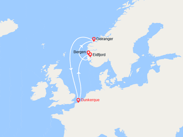 itin&eacute;raire croisi&egrave;re Fjords : Fjords de Norvège 