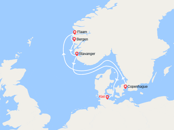itinéraire croisière Fjords : Fjords de Norvège : Flam, Bergen, Stavanger