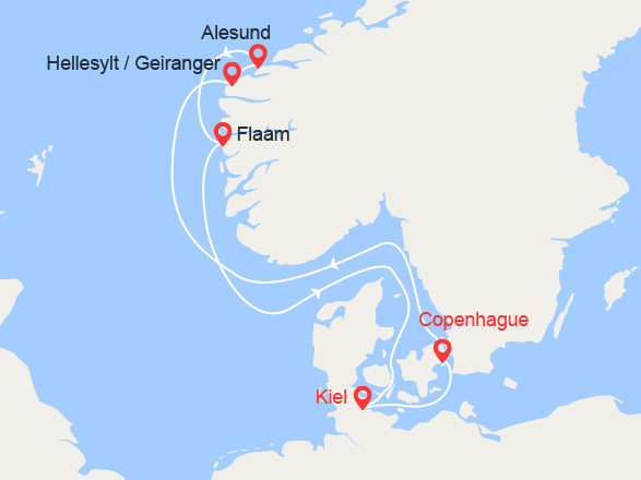 itinéraire croisière Fjords - Fjords : Fjords de Norvège : Geiranger, Alesund, Flam 
