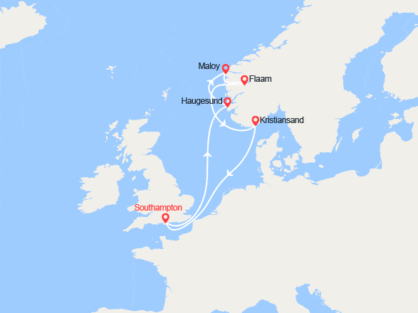 itinéraire croisière Fjords : Fjords de Norvège : Haugesund, Maloy, Flam, Kristiansand