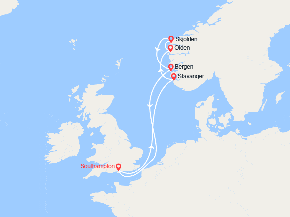 itinéraire croisière Fjords : Fjords de Norvège : Stavanger, Olden, Sognefjord, Bergen