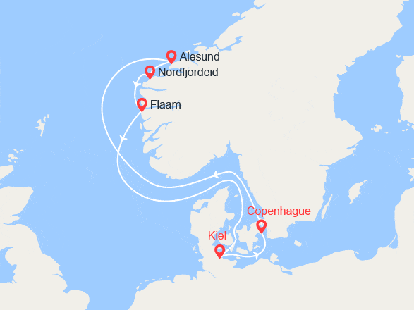 itinéraire croisière Fjords : Fjords de Norvège: Alesund, Nordfjordeid, Flam