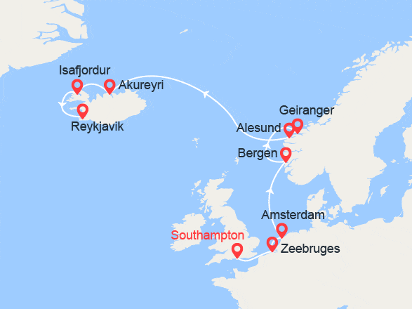 itinéraire croisière Fjords : Fjords et Islande