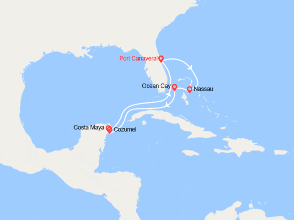 itin&eacute;raire croisi&egrave;re Caraïbes et Antilles : Floride, Bahamas, Mexique 
