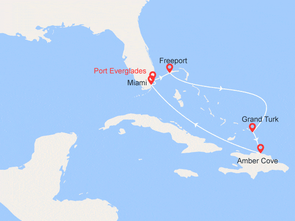 itinéraire croisière Caraïbes et Antilles : Floride, Bahamas, Turks et Caicos...