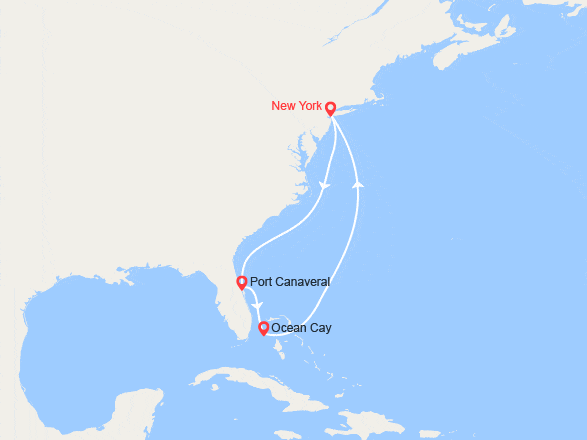 itinéraire croisière Caraïbes et Antilles : Floride, Bahamas au départ de New York