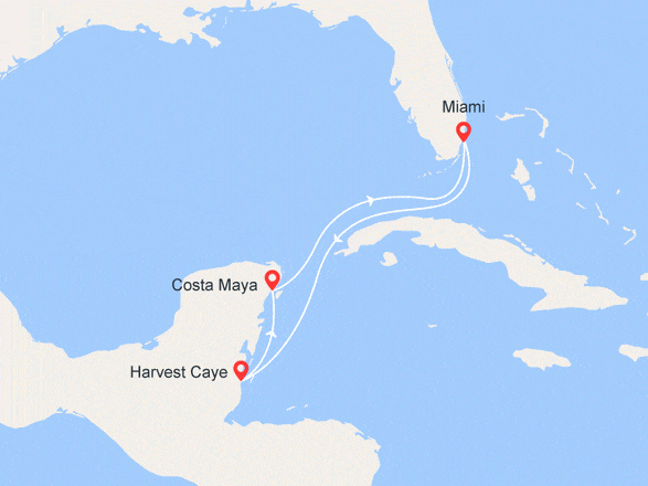 itinéraire croisière Caraïbes et Antilles : Floride, Belize, Mexique
