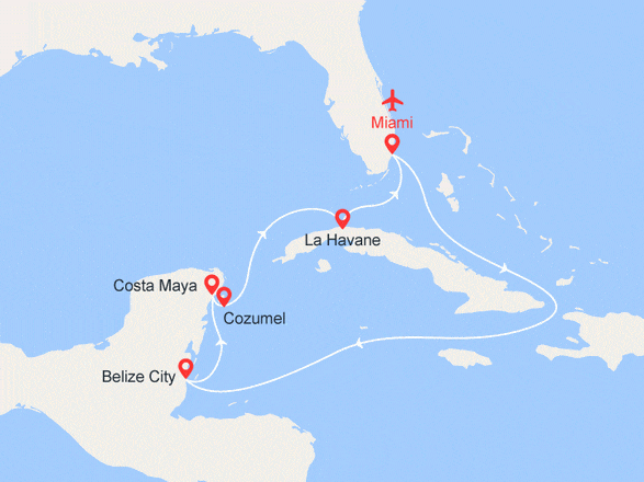 itinéraire croisière Cuba - Cuba : Floride, Belize, Mexique, Cuba - Vols + Hôtel inclus