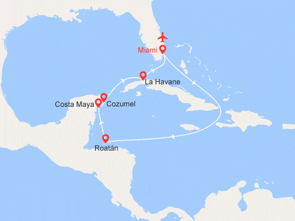 itinéraire croisière Cuba - Cuba : Floride, Honduras, Mexique, Cuba - Vols + Hôtel inclus