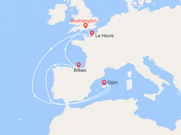 itinéraire croisière Méditerranée : France, Espagne