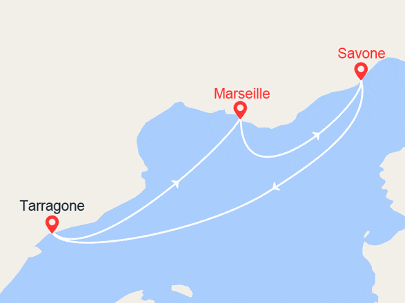 itinéraire croisière Méditerranée : France, Espagne, Italie