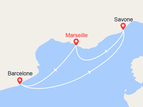 itinéraire croisière Méditerranée : France, Espagne, Italie