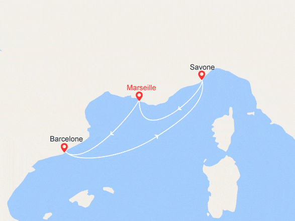 itinéraire croisière Méditerranée : France, Espagne, Italie