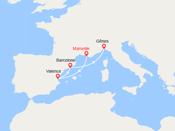 itinéraire croisière Méditerranée Occidentale : France, Espagne, Italie: de Marseille à Gênes