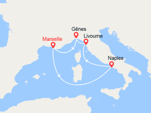 itinéraire croisière Méditerranée Occidentale : France, Italie