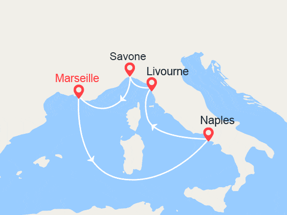 itinéraire croisière Méditerranée Occidentale : France, Italie