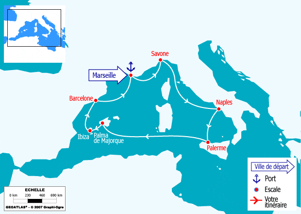 itinéraire croisière Iles Baléares - Iles Baléares : France, Italie, Baléares