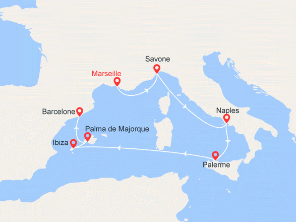 itinéraire croisière Iles Baléares - Iles Baléares : France, Italie, Baléares