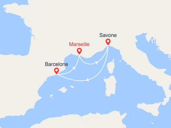 itinéraire croisière Méditerranée : France, Italie, Espagne
