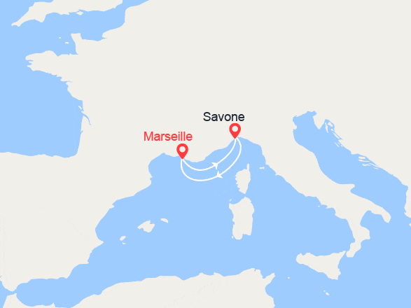 itinéraire croisière Méditerranée Occidentale : France, Italie au départ de Savone 