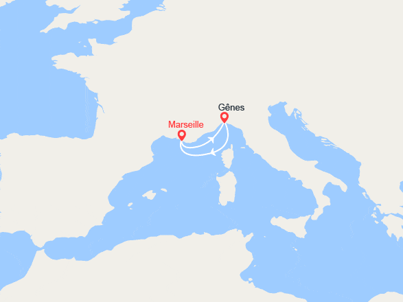 itin&eacute;raire croisi&egrave;re Méditerranée Occidentale : France et Italie 