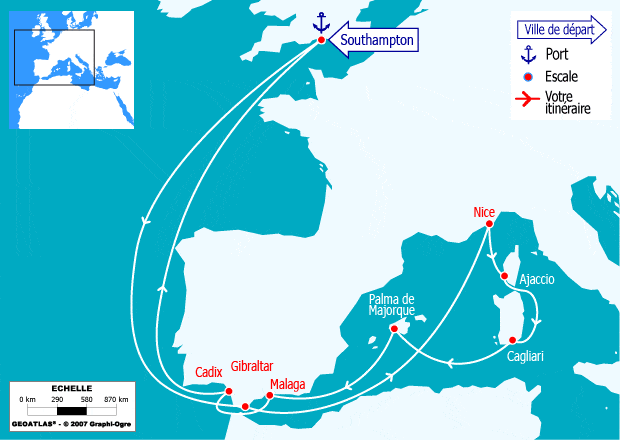 itinéraire croisière Iles Baléares - Iles Baléares : Gibraltar, Côte d'Azur, Corse, Sardaigne, Majorque, Espagne
