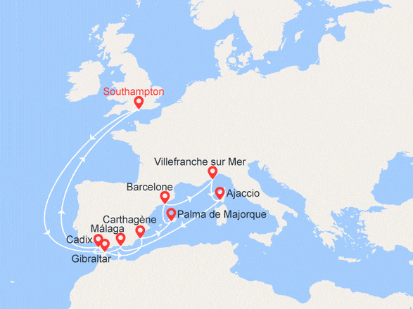 itinéraire croisière Iles Baléares - Iles Baléares : Gibraltar, Côte d'Azur, Espagne, Baléares
