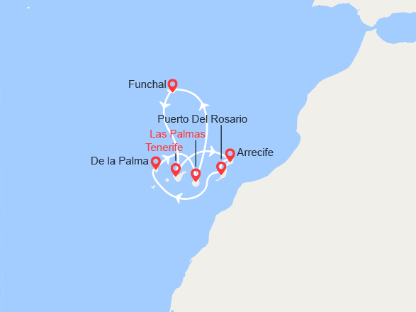 itinéraire croisière Méditerranée Occidentale : Gran Canaria, Madère, Îles des Canaries, Fuerteventura