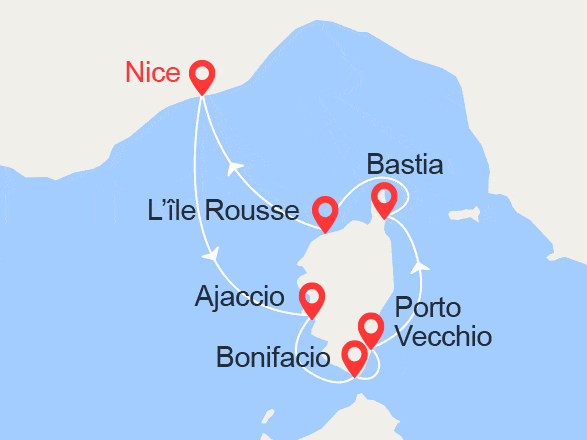 itinéraire croisière Méditerranée : Grand Tour de Corse au départ de Nice