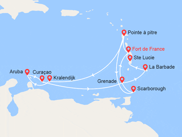 itinéraire croisière Caraïbes et Antilles : Grand Tour des Antilles