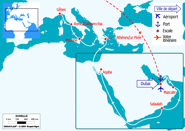 itinéraire croisière Transatlantique : Grand Voyage : de Dubaï à Gênes