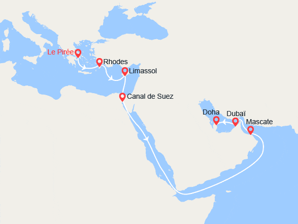 itinéraire croisière Moyen Orient : Grand Voyage : de Grèce aux Émirats arabes unis 