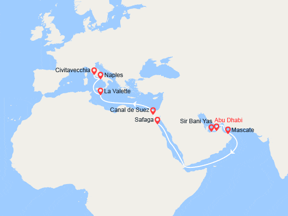itinéraire croisière Moyen Orient : Grand Voyage : Émirats arabes unis, Italie