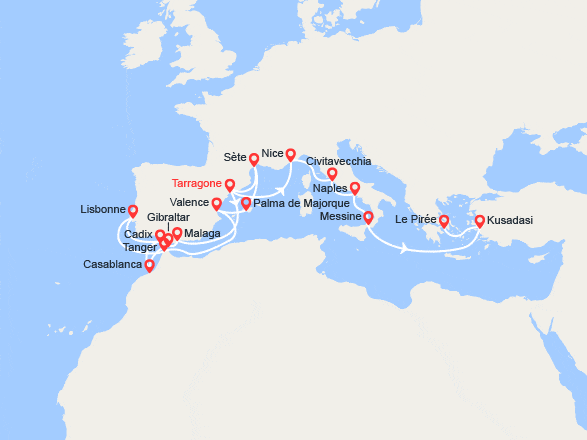 itin&eacute;raire croisi&egrave;re Méditerranée Occidentale : Grande Découverte de la Méditerranée 