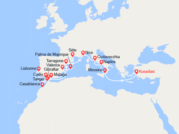 itin&eacute;raire croisi&egrave;re Méditerranée Orientale : Grande découverte de la Méditerranée 