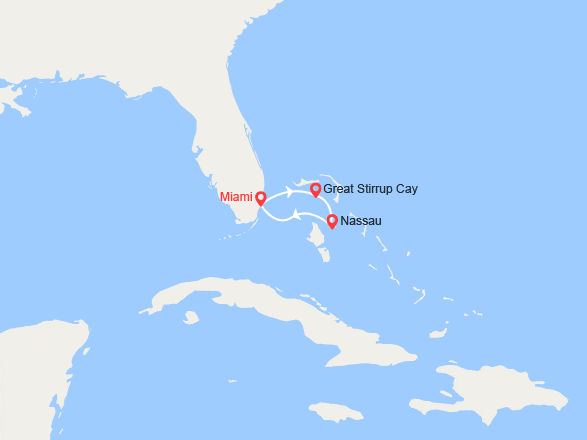 itin&eacute;raire croisi&egrave;re Caraïbes et Antilles : Great Stirrup Cay, Nassau 