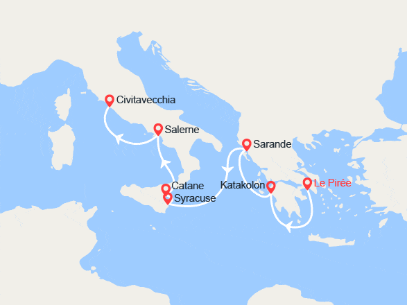 itinéraire croisière Méditerranée Orientale : Grèce, Albanie, Italie