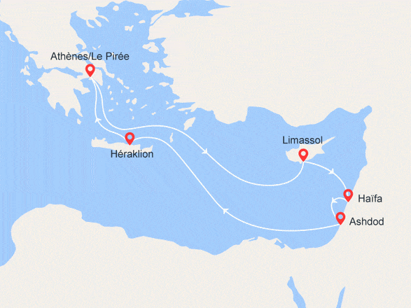 itinéraire croisière Iles grecques : Grèce, Chypre, Israel, Crète