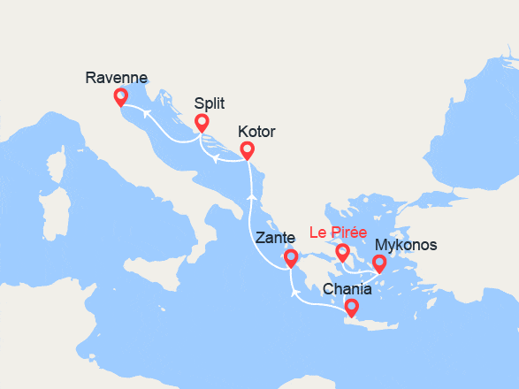 itinéraire croisière Iles grecques - Iles grecques : Grèce, Crète, Monténégro, Croatie