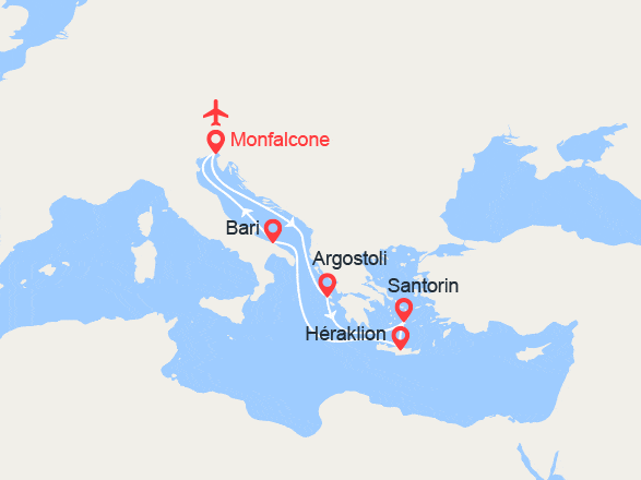 itinéraire croisière Iles grecques : Grèce, Crète II Vols Inclus