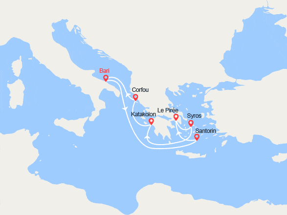 itinéraire croisière Méditerranée Orientale : Grèce, îles Grecques