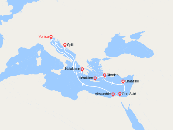 itinéraire croisière Méditerranée Orientale : Grèce, îles Grecques, Chypre, Égypte, Croatie
