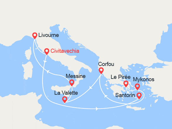 itinéraire croisière Iles grecques - Iles grecques : Grèce, Malte, Italie