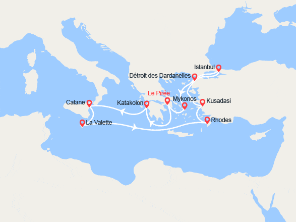 itinéraire croisière Méditerranée Orientale : Grèce, Sicile, Malte, Iles grecques, Turquie