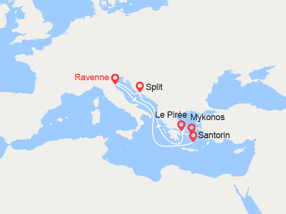 itinéraire croisière Méditerranée Orientale : Grèce et Croatie au départ d'Italie